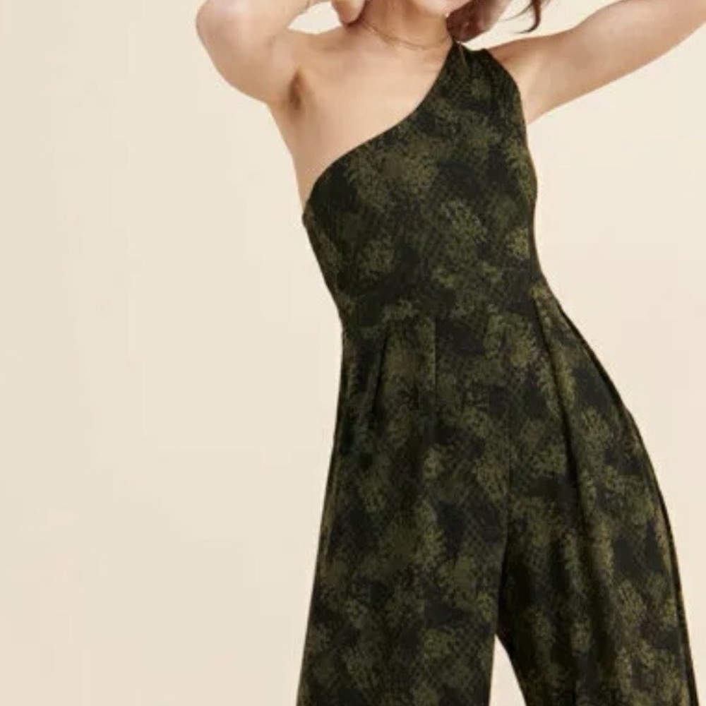 Free People Maya One-Shoulder Jumpsuit Black Combo Medium - Picture 3 of 9